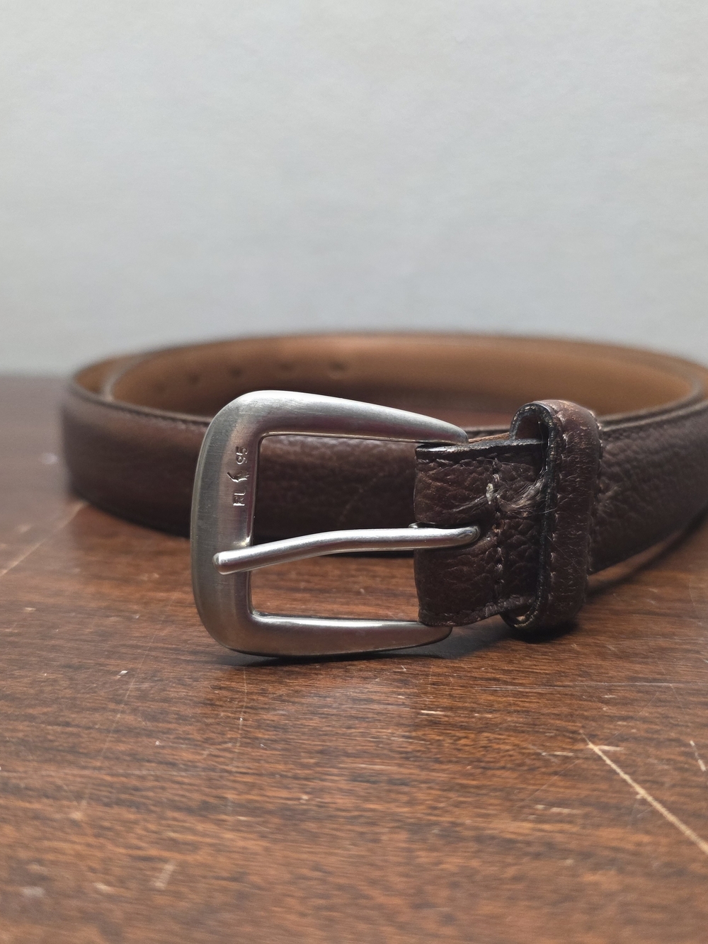 Polo by Ralph Lauren Dark Brown Leather Belt with Silver Buckle